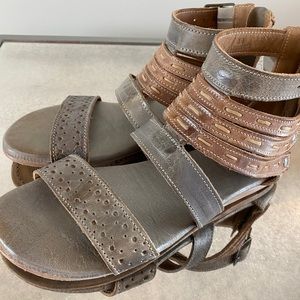 Bed Stu Brown and Gray Leather Gladiator Sandals